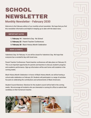 Free  Template: Beige And Brown Modern Classic School Newsletter