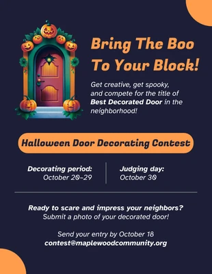 Free  Template: Halloween Door Decorating Contest Flyer Template