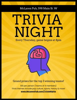 Free and accessible Template: Yellow Trivia Night Poster