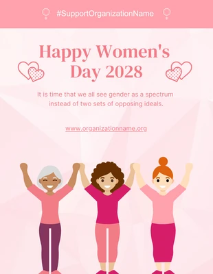Free  Template: Baby Pink Texture giocosa Poster per l'uguaglianza di genere della festa della donna felice