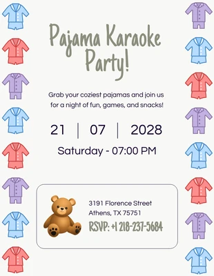 Free  Template: Dunkelgrüne Pyjama-Party-Einladung
