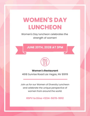 Free  Template: Pink Modern Geometric Pattern Women Day Luncheon Invitation