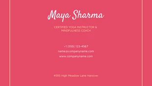 Pink Minimalist Illustration Yoga Instructor Business Card - Página 2