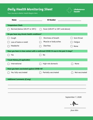 Free  Template: Formulaires simples d’enquête sur la santé du pastel vert
