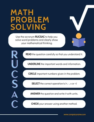 Free  Template: Navy Simple Math Problem Solving Poster