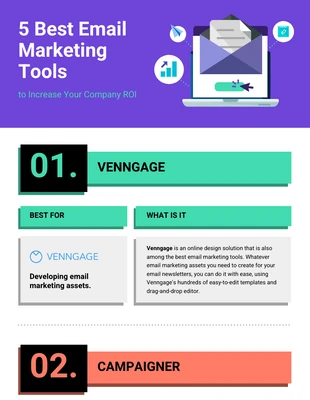 Free  Template: Infográfico da lista das 5 melhores ferramentas de marketing por e-mail