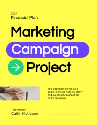 Free  Template: Farbenfroher Finanzplan für ein modernes Marketingkampagnenprojekt