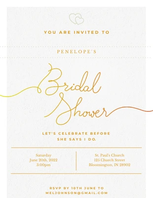 Delicate Gold Bridal Shower Invitation