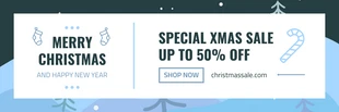 Free  Template: Bannière blanche et bleue moderne et minimaliste Special Sale Christmas Banner