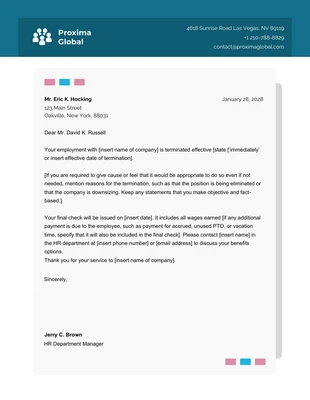 Free  Template: Blue grey simple professional Termination Letter