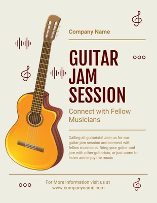 Free  Template: Ilustración minimalista amarillo claro Guitar Jam Session Flyer