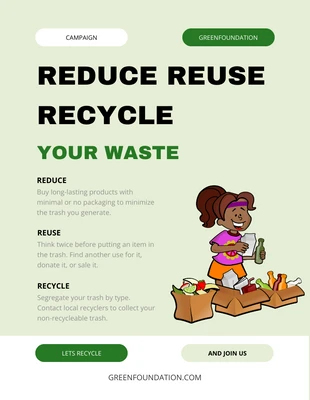 Free  Template: Campagne Réduire Réutiliser Recycler