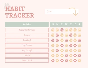 Free  Template: Baby Rosa Einfache Gewohnheit Tracker Hund Zeitplan Vorlage