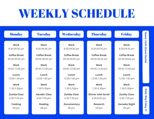 Vibrant Blue Weekly Schedule