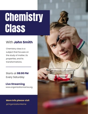 Free  Template: Dark Blue Chemistry Class Poster Template