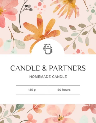premium  Template: Etiqueta de vela com padrão floral rosa claro e branco