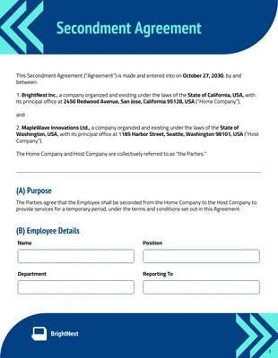 Free interactive Template: Vorlage für einen Abordnungsvertrag