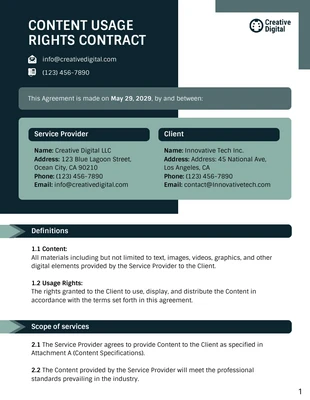 business  Template: Content Usage Rights Contract Template