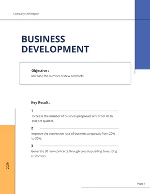 Free  Template: Blue And Yellow Pastel OKR Report