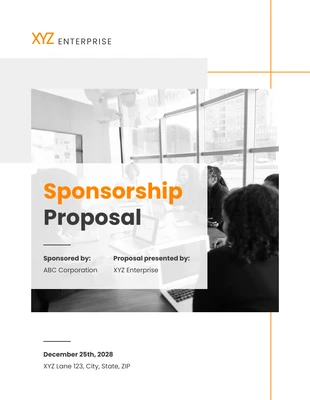 Free  Template: White And Orange Simple Sponsorship Proposal