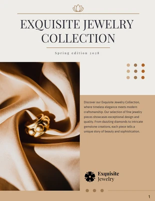 business  Template: Catálogo de joias elegantes em marrom