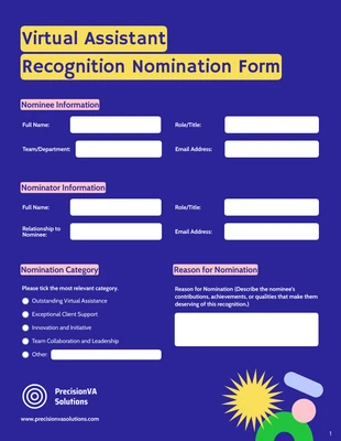 Free interactive Template: Plantilla de formulario de nominación.