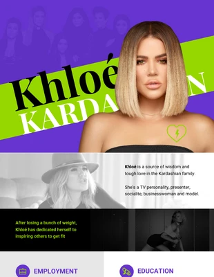 Free  Template: Currículo de Khloe Kardashian