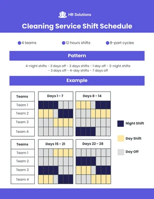 Free  Template: Modelo de escala de turnos para serviços de limpeza em azul e branco