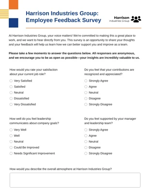 premium interactive Template: Online Employee Feedback Survey Form Template