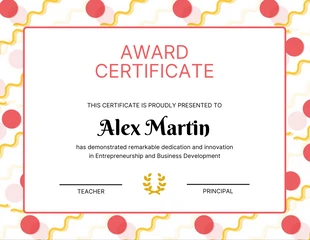Free  Template: Red and Yellow Playful Award Certificate