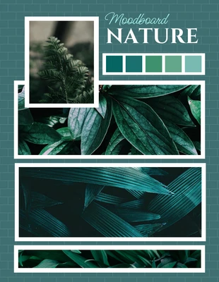 premium  Template: Teal Minimalist Moodboard Nature Cool Collages