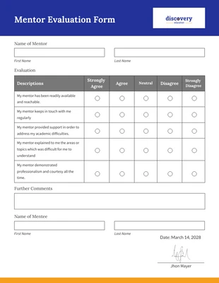 business  Template: Blue and Yellow Minimalist Evaluation Forms