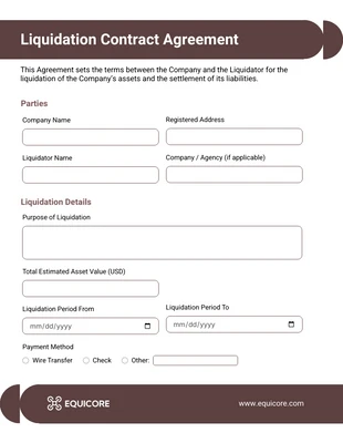 Free interactive Template: Modèle de contrat de liquidation