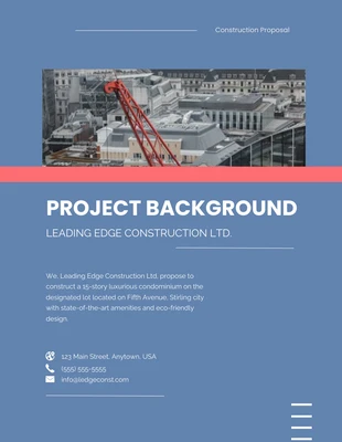 Free  Template: Simple Dark Blue Construction Proposal