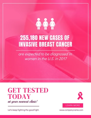 Free  Template: ملصق للتوعية بسرطان الثدي باللونين الوردي والأبيض