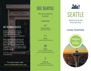 premium  Template: Seattle Travel Tri Fold Brochure (folheto com três dobras)