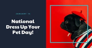 Free  Template: Red Dress Up Your Pet Day Post do Facebook