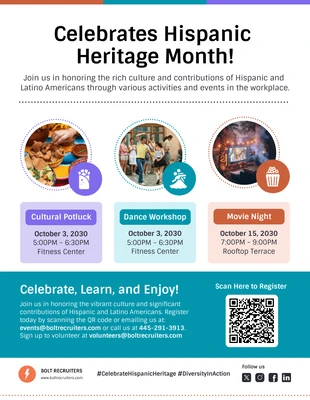 Free interactive Template: Celebrating Hispanic Heritage Month in the Workplace Holiday Flyer