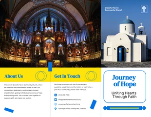 Free  Template: Folheto da Igreja Azul Amarelo