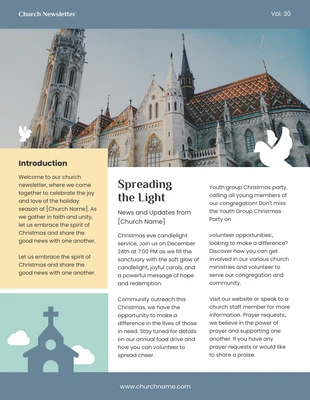 Free  Template: Bulletin d'information de l'église moderne vert jaune doux bleu marine