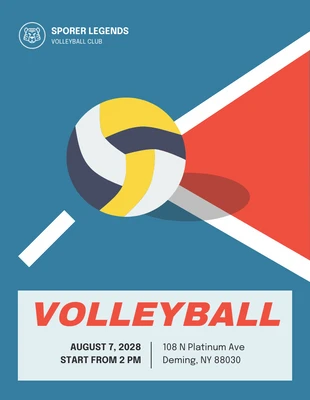 Free  Template: Retro minimalistisches blaues und rotes Volleyball-Poster