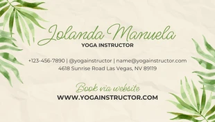Yellow Cream Classic Vintage Floral Yoga Instructor Sport Business Card - Pagina 2
