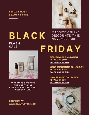 Free  Template: Dark Red Modern Luxury Black Friday Flash Sale Poster
