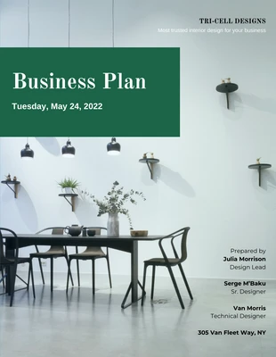 premium  Template: Green Interior Design Business Plan