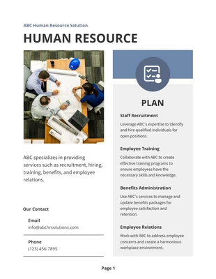 Free  Template: Soft Blue And Grey Proffesional Resource Plan