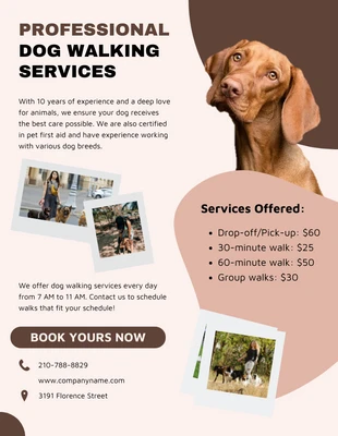Free  Template: Folheto simples de passeador de cães marrom e bege