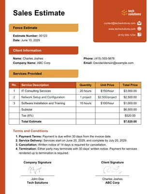 Free  Template: Plantilla de estimación de ventas