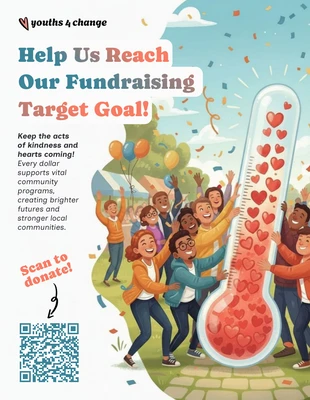 premium  Template: Modèle d'affiche de suivi des objectifs de collecte de fonds pour une œuvre caritative