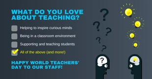 Free  Template: Passion World Teachers' Day LinkedIn Post