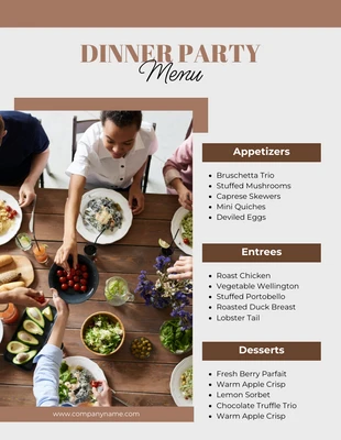 Free  Template: Grey And Brown Modern Dinner Party Menu